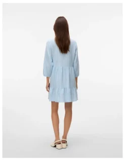 Vero Moda Nanna Layered Long Sleeve Mini Dress in Blue