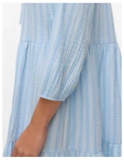 Vero Moda Nanna Layered Long Sleeve Mini Dress in Blue