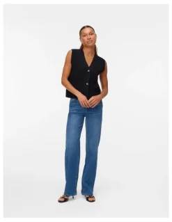 Vero Moda Saba Buttoned Vest in Black