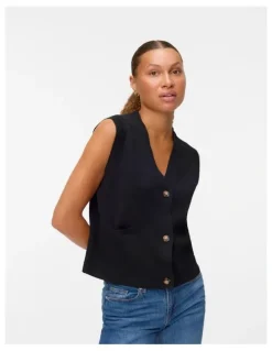 Vero Moda Saba Buttoned Vest in Black