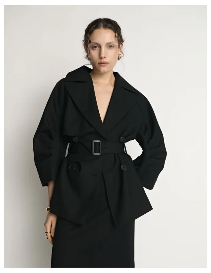 Veronika Maine Cocoon Sleeve Cropped Trench