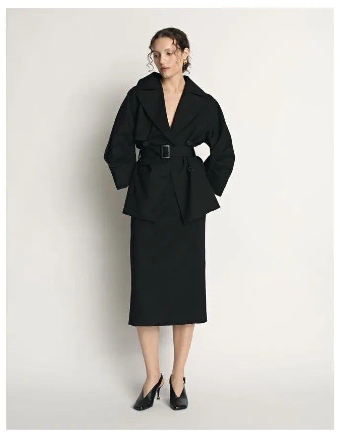 Veronika Maine Cocoon Sleeve Cropped Trench
