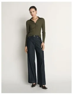 Veronika Maine Cotton Silk Ribbed Polo