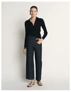 Veronika Maine Cotton Silk Ribbed Polo