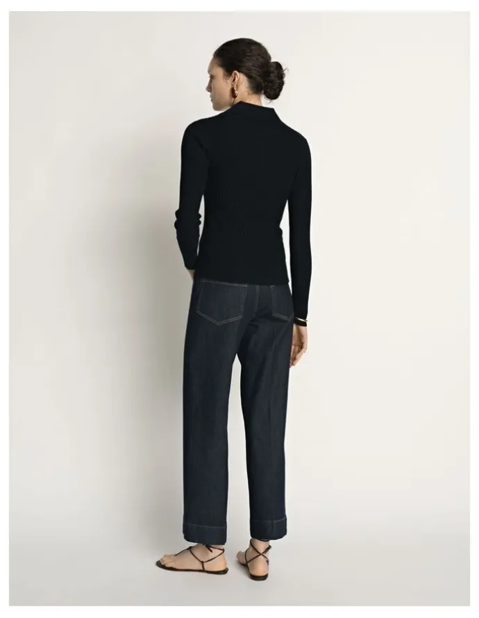 Veronika Maine Cotton Silk Ribbed Polo