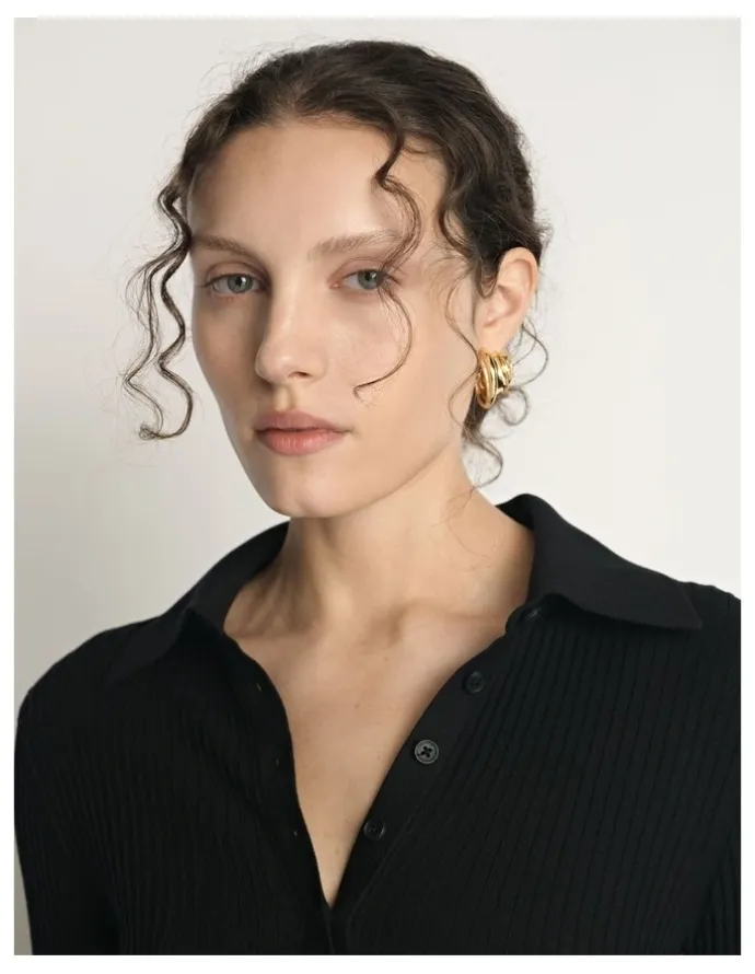 Veronika Maine Cotton Silk Ribbed Polo