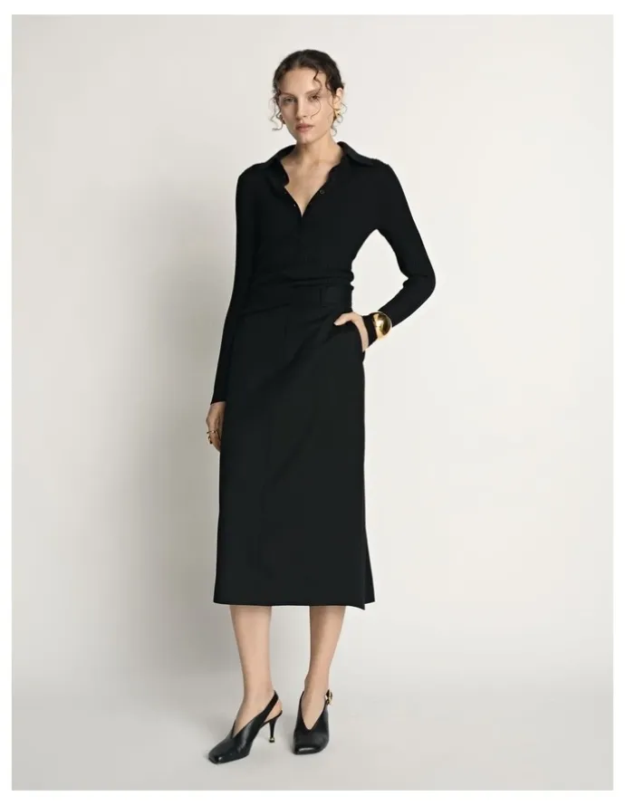Veronika Maine Cotton Silk Ribbed Polo