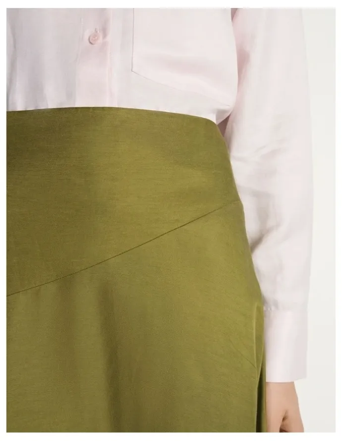 Veronika Maine Drapey Viscose Linen Midi Skirt