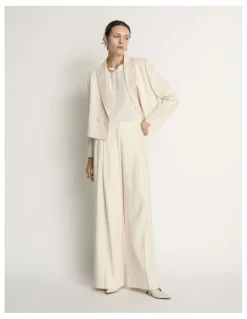 Veronika Maine Embroidered Stripe Wide Leg Pant