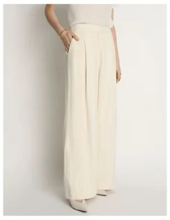 Veronika Maine Embroidered Stripe Wide Leg Pant