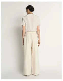Veronika Maine Embroidered Stripe Wide Leg Pant