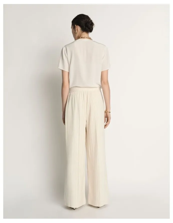Veronika Maine Embroidered Stripe Wide Leg Pant