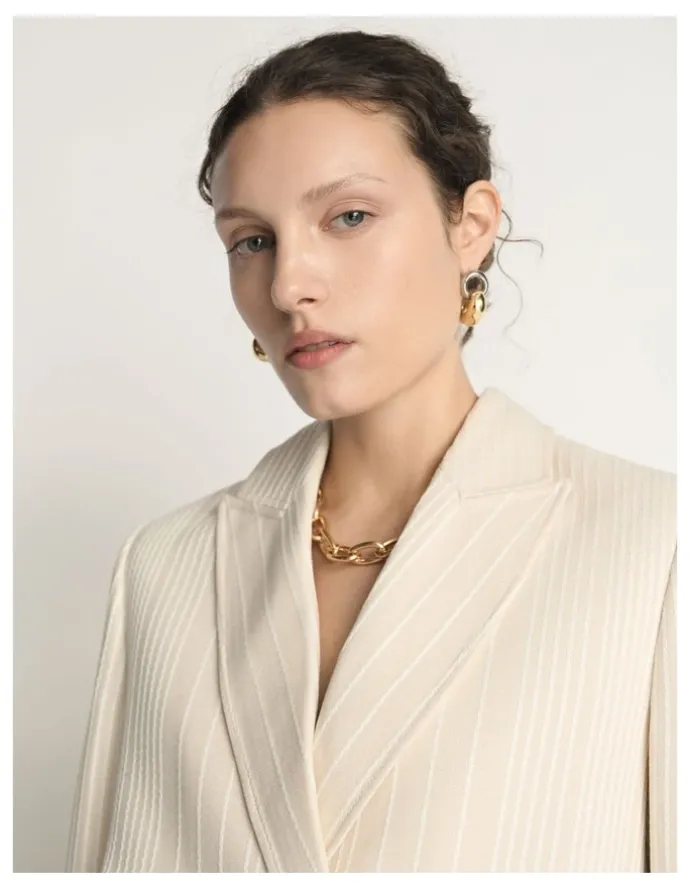 Veronika Maine Embroidered Stripe Cropped Blazer