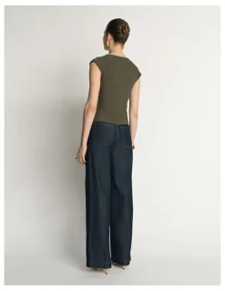 Veronika Maine Engineered Rib Cap Sleeve Wrap Top