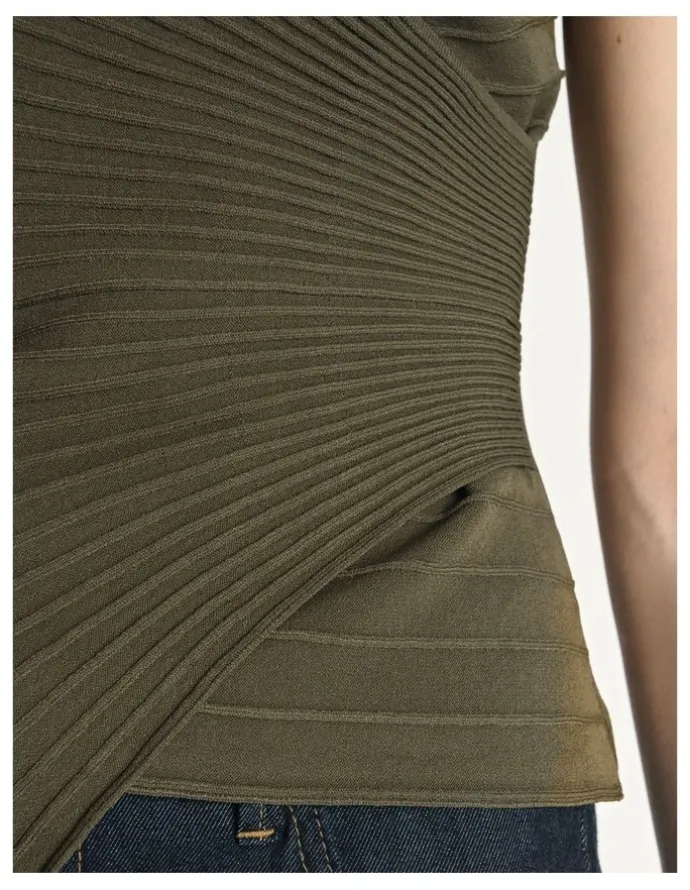 Veronika Maine Engineered Rib Cap Sleeve Wrap Top