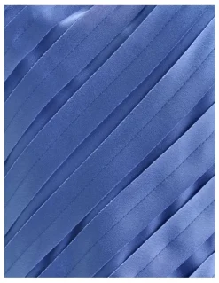 Veronika Maine Hydrangea Strip Satin Bias Skirt in Blue
