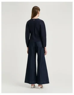 Veronika Maine Milano Curved Front Jacket in Navy