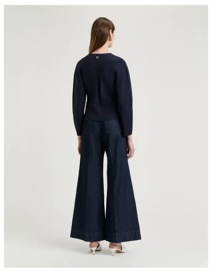 Veronika Maine Milano Curved Front Jacket in Navy