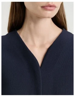 Veronika Maine Milano Curved Front Jacket in Navy