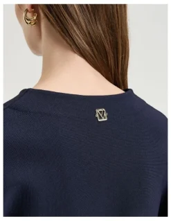 Veronika Maine Milano Curved Front Jacket in Navy