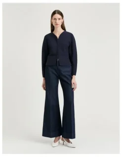 Veronika Maine Milano Curved Front Jacket in Navy