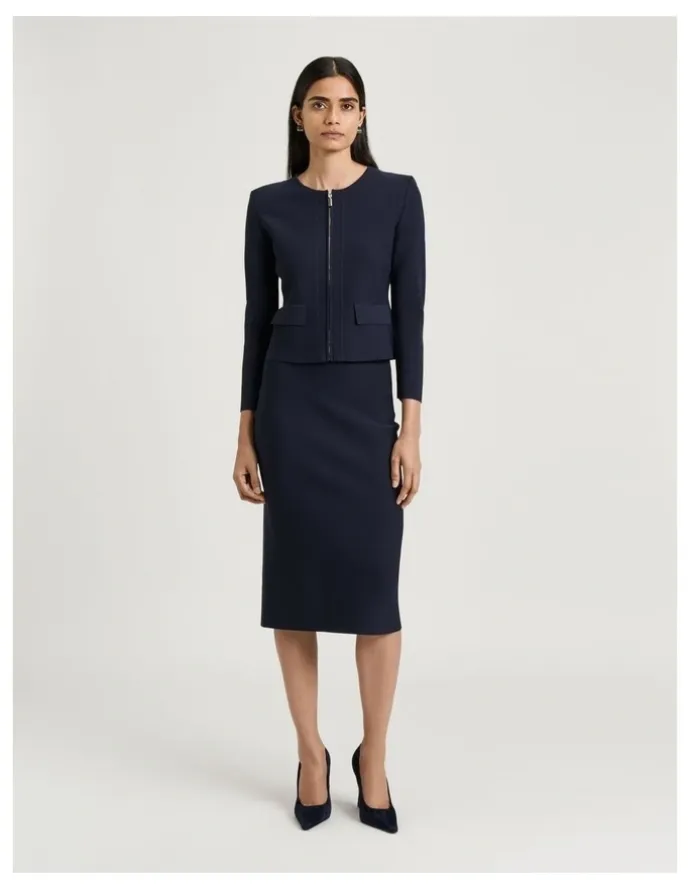 Veronika Maine Milano Pencil Skirt in Ink