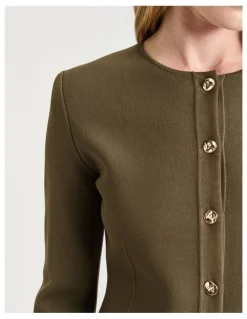 Veronika Maine Milano Round Neck Jacket in Green
