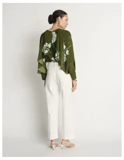 Veronika Maine Stamp Floral Georgette Blouse
