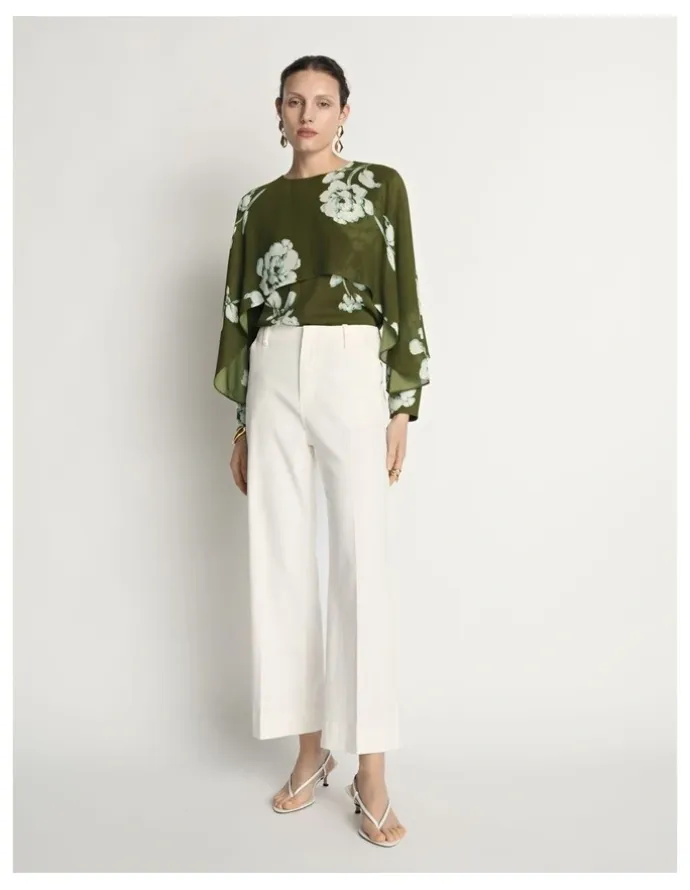 Veronika Maine Stamp Floral Georgette Blouse