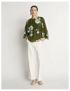 Veronika Maine Stamp Floral Georgette Blouse