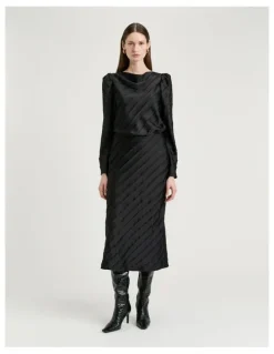 Veronika Maine STRIP SATIN BIAS SKIRT