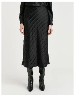 Veronika Maine STRIP SATIN BIAS SKIRT
