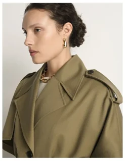 Veronika Maine Wool Cropped Cape Trench