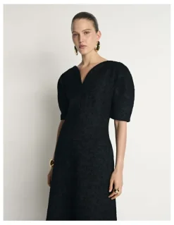 Veronika Maine Boucle Tuck Sleeve Dress