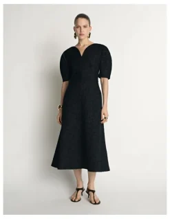 Veronika Maine Boucle Tuck Sleeve Dress