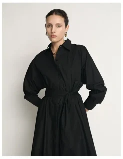 Veronika Maine Cotton Tie Belt Shirtdress