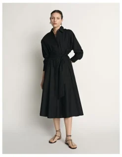 Veronika Maine Cotton Tie Belt Shirtdress