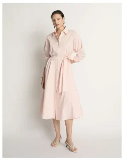 Veronika Maine Cotton Tie Belt Shirtdress