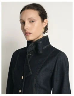 Veronika Maine Denim Tie Neck Shirtdress