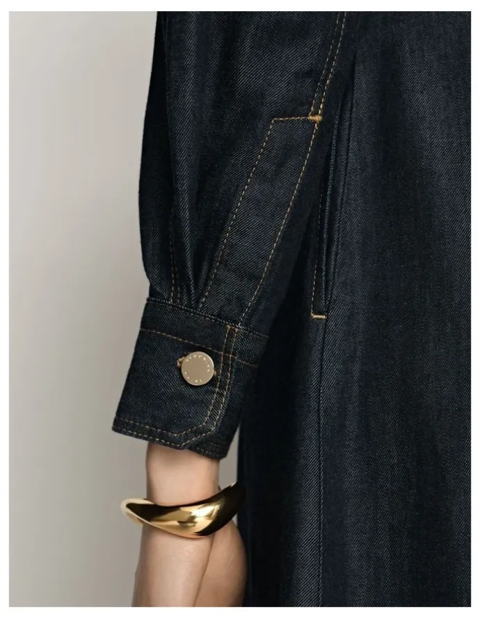 Veronika Maine Denim Tie Neck Shirtdress