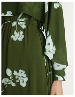 Veronika Maine Stamp Floral Georgette Midi Dress