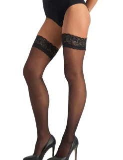 Voodoo Lace Top Stay Up Stockings in Black