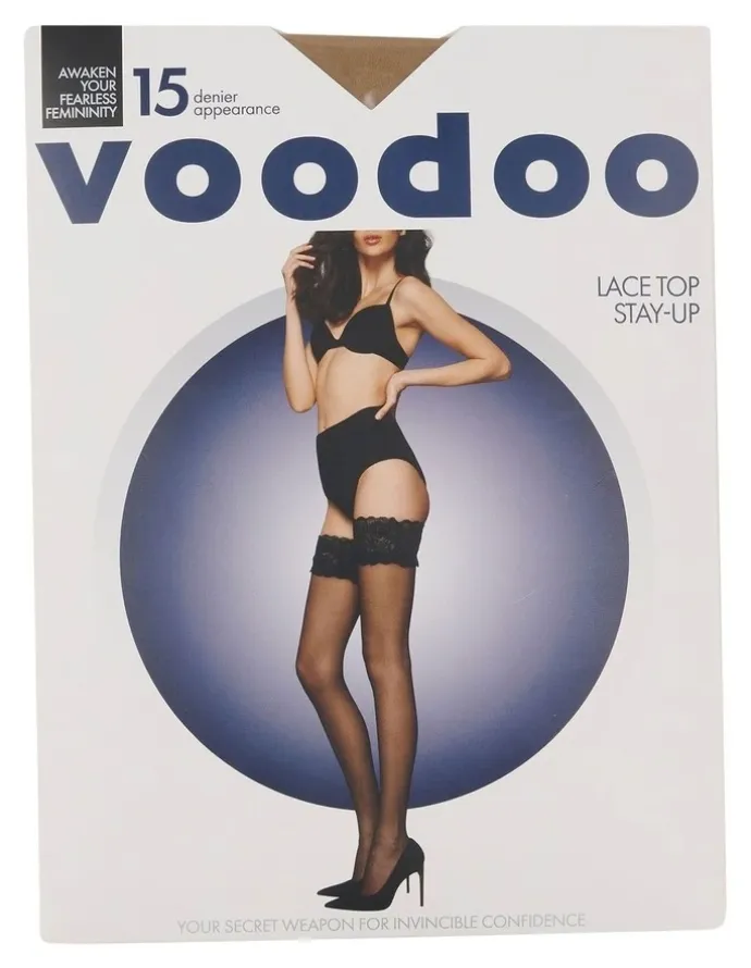 Voodoo Lace Top Stay Up Stockings in Black