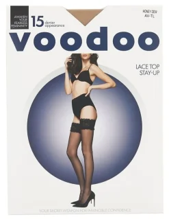 Voodoo Lace Top Stay Up Stockings Honey Dew in Beige