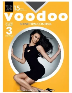 Voodoo Shine Firm Control Sheer 15 Denier Tight 3 Pack in Black