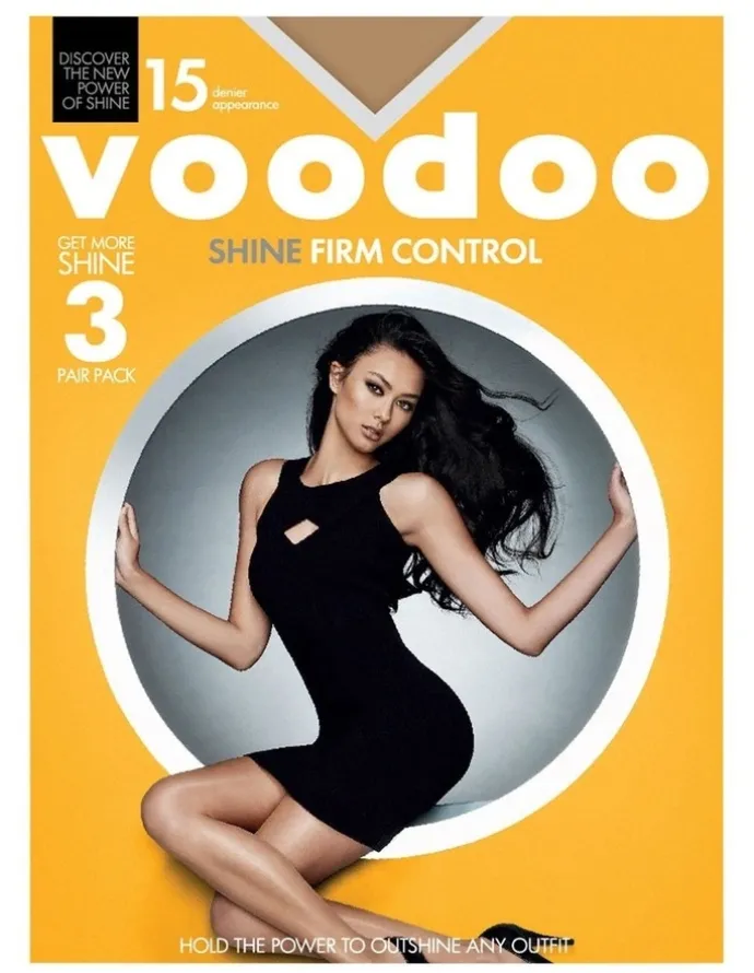 Voodoo Shine Firm Control Sheer 15 Denier Tight 3 Pack in Jabou Brown