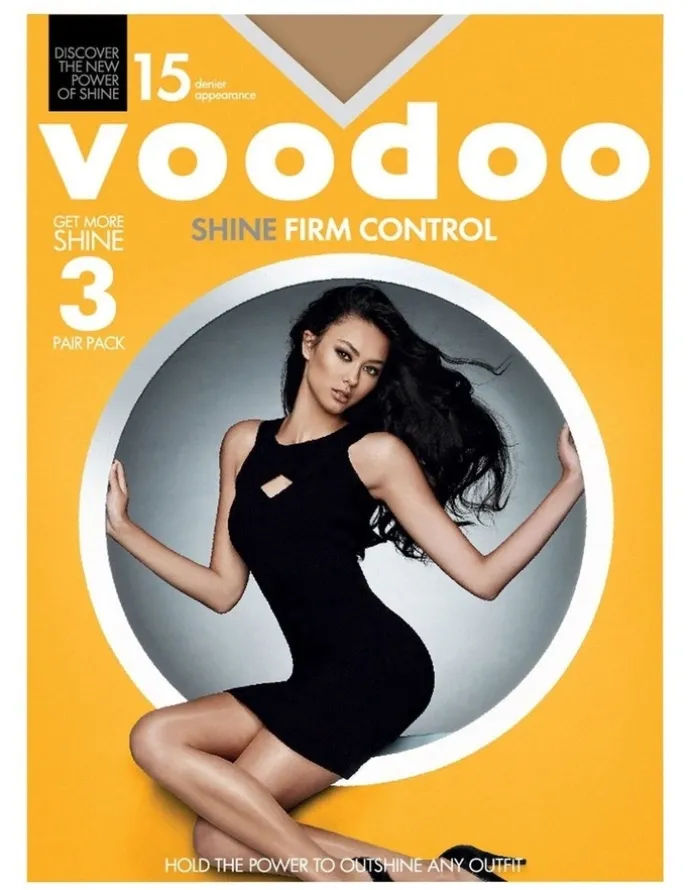 Voodoo Shine Firm Control Sheer 15 Denier Tight 3 Pack in Dark Brown