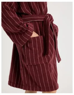 Vue Pinstripe Bath Robe in Red Velvet