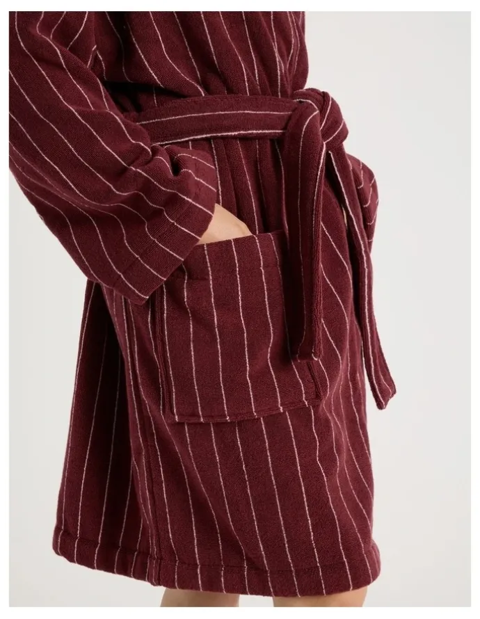 Vue Pinstripe Bath Robe in Red Velvet