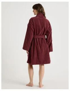 Vue Pinstripe Bath Robe in Red Velvet